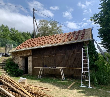 chantier toiture pose de tuiles