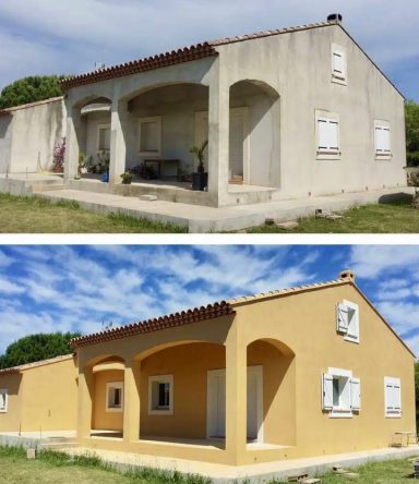 nettoyage et remise en peinture d'une façade pour une rénovation extérieure